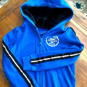 Justice girls sweatshirt size 8 hood Sherpa